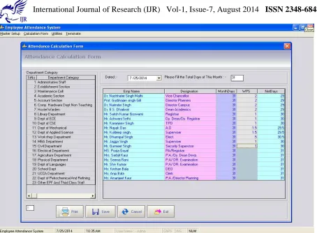 FIGURE 6.Attendance Form with MS – Flex Grid and Color Column 