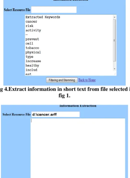 Fig 4.Extract information in short text from file selected in  fig 1. 