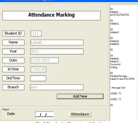 Fig. 4 GUI Result for Attendance Report 