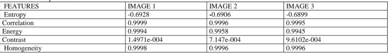 Table I: Features parameter