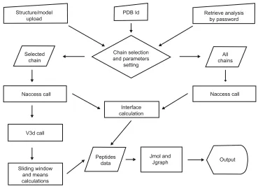 Figure 5 Algorithm of the B-Pred server.Notes: The server accepts a model/structure as input data, a PDB Id entry, or the retrieval of a past analysis using a password