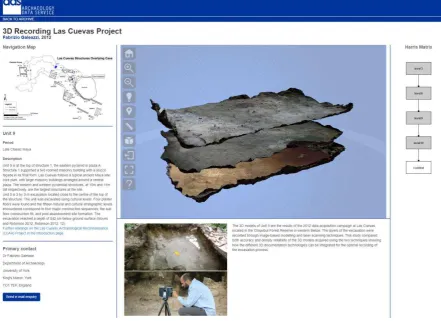 Figure 2. Screenshot of the Stratigraphy 3D Viewer: 3D Recording Las Cuevas Project  (DOI: 10.5284/1036099)