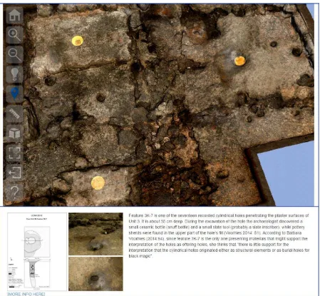 Figure 6. Screenshot of the Stratigraphy 3D Viewer: Units and finds selection tool (hotspots)
