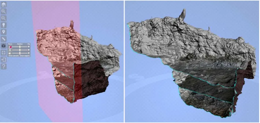 Figure 7. Screenshot of the Stratigraphy 3D Viewer: Measuring feature. 
