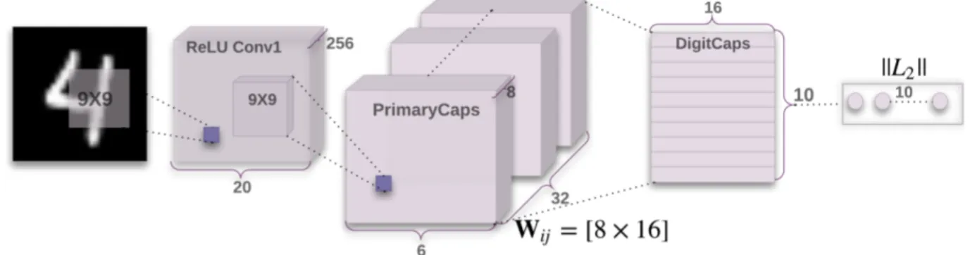 Figure 3.4: Dynamic Routing between capsules(From [2])