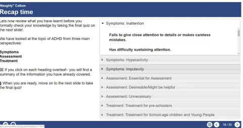 Figure 3 ADHD resource Slide 7 showing use of Interactive formats to stimulate student recall of prior knowledge.
