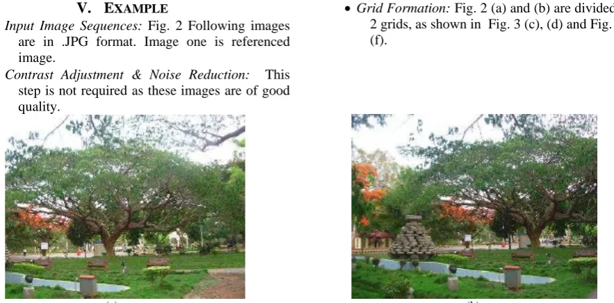 Figure 2.  A Park Images to be mosaiced, (a) First Image, (b) Second Image 