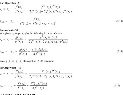 Table – I: shows a comparison between the New iterative Algorithms and Newton’s Algorithms 