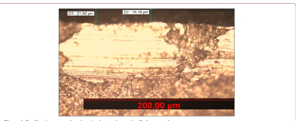 Figure 1: Profile of an example galvanized part, shown the Zn layer on the top.
