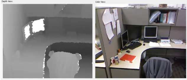 Figure 3.2: Examples of the Aligned RGB Frame and Depth Frame from the Kinect Sensor