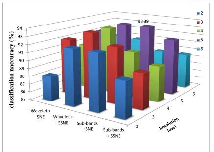 Figure 4 Graphical representations of performance of benign/malignant mass classification using SNE and SSNE 