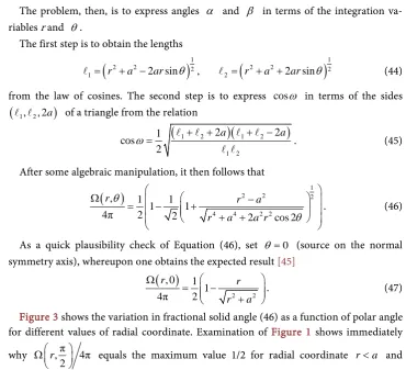 Figure 3 shows the variation in fractional solid angle (46) as a function of polar angle for different values of radial coordinate