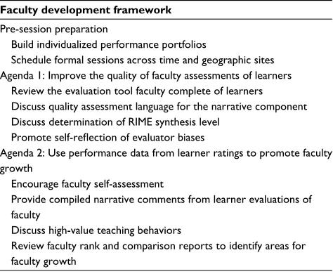 Table 2 Summary of individualized faculty performance documents provided in portfolio