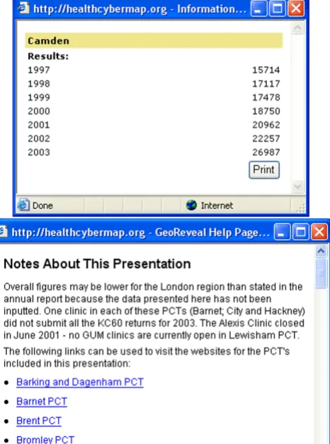 Figure 2Web map interfaceScreenshots of two information boxes from our interactive Screenshots of two information boxes from our interactive Web map interface