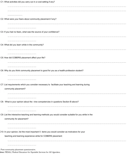 Figure S2  Post-community placement questionnaire.