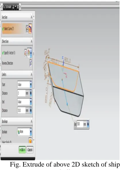 Fig. Shell option for making hollow ship  hull 