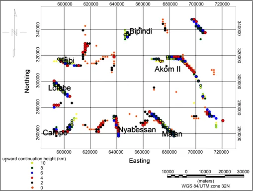 Figure 7. Superposition of the maxima of the horizontal gradient magnitude at various altitudes