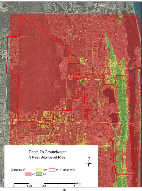 Figure 4. Vulnerability for the City of West Palm Beach-0, 1, 2 and 3 ft SLR condition