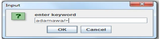 Figure 2: Input dialog for keyword 