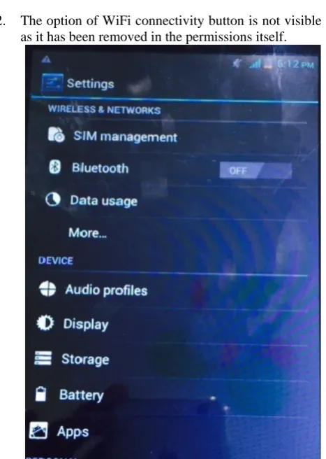 Fig 7: WiFi connection button not visible 