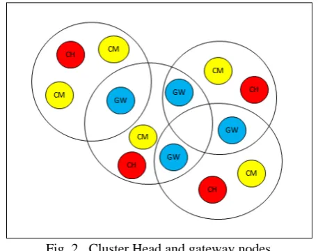 Fig. 2.  Cluster Head and gateway nodes 