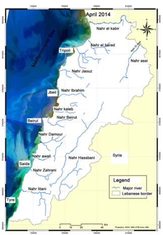 Figure 2. Map showing the currents directed to the south in April 2014. 