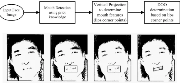 Figure 3.8: General Block Diagram and Respective Output for Mouth Detection [100]. 
