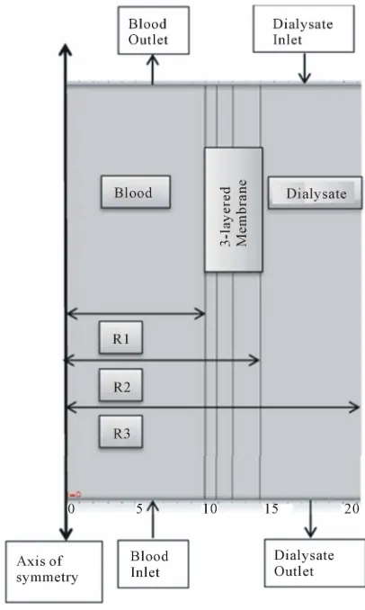 Figure 7. Model Geometry with R1, R2, R3. 