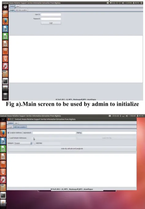 Fig a).Main screen to be used by admin to initialize 