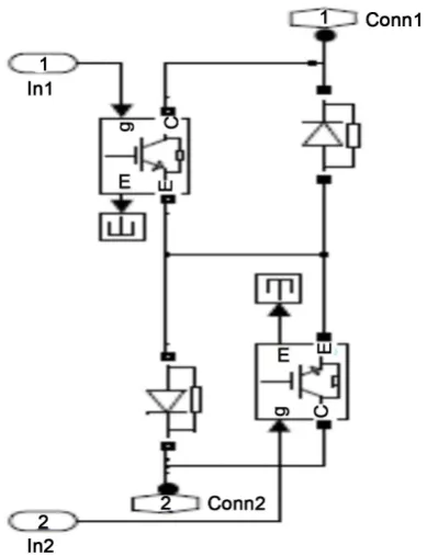 Figure 10. Simulation of common emitter bidirectional single module of matrix converter switch