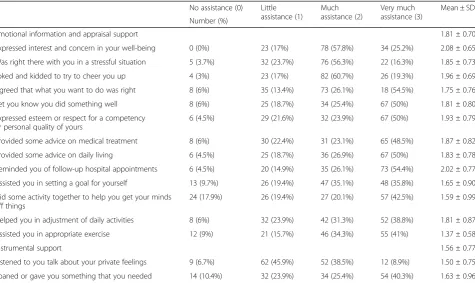Table 3 Descriptive analysis of SEFA after THR
