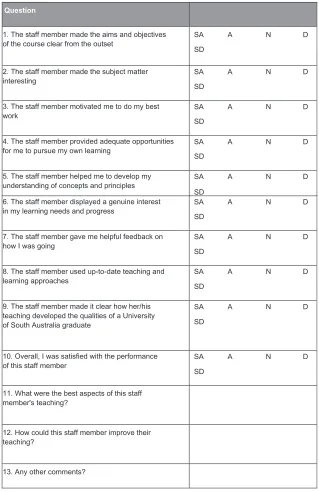 Figure 4 student evaluation instrument.This evaluation form may consist of two types of questions