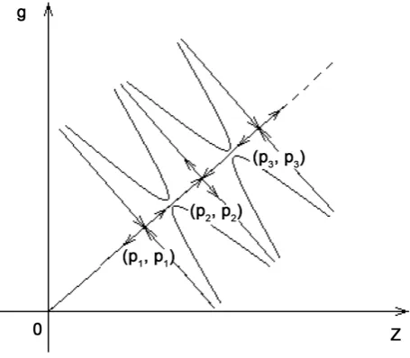 Figure 2. Phase portrait for simplest solutions of relaxation type (white and black solitons)