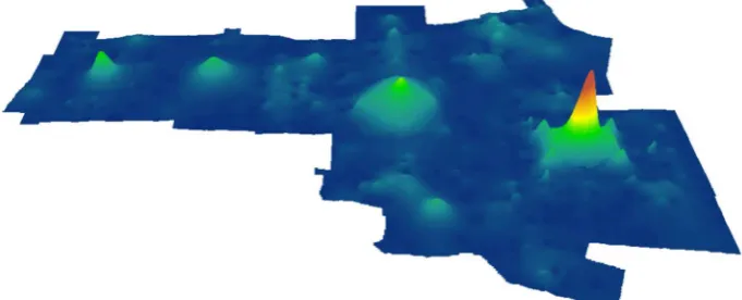 Figure 3: (Color online) The field of centers of the Alhambra plan 