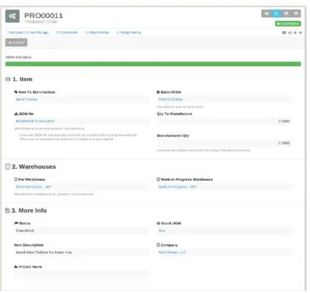 Fig 4 :  Production planning tool window in ERP Next 