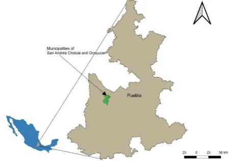 FIGURE 1. LOCATION MAP OF CASE STUDIES IN MEXICO. ELABORATED BY DAVID A. GONZÁLEZ-RIVAS (2019) 