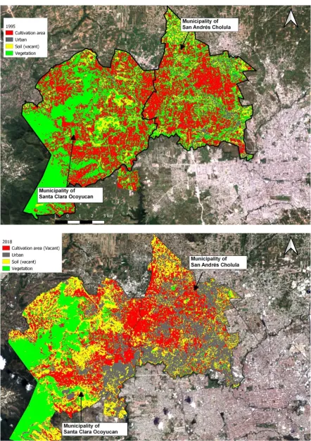 FIGURE 3. LAND USE CLASSIFICATION DATA IN 1995 AND 2018. SOURCE: ELABORATED BY DAVID A