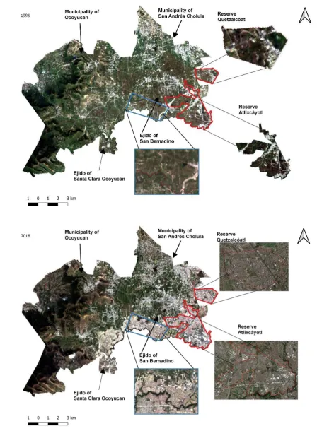 FIGURE 4. SPATIAL DEVELOPMENT IN 1995 AND 2018. SOURCE: LANDSAT, ELABORATED BY DAVID A