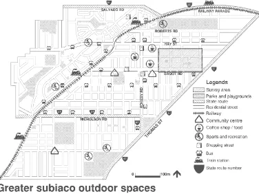 Figure 3. Subiaco outdoor destinations around the surveyed neighbourhood for local residents 