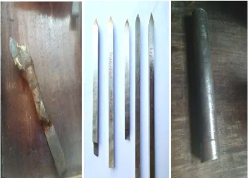 Fig. 3: Cutting tools and workpiece used during turning test [16] 