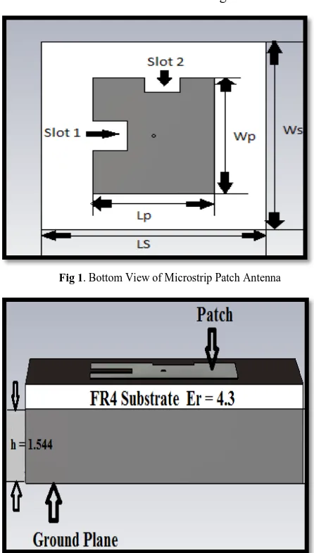 Fig 1. Bottom View of Microstrip Patch Antenna 