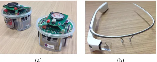 Fig. 1: (a) The E-puck robot. (b) The Google Glass.