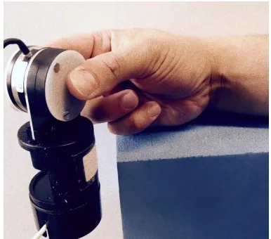 Fig. 1 Grip force sensor and correct hand position 