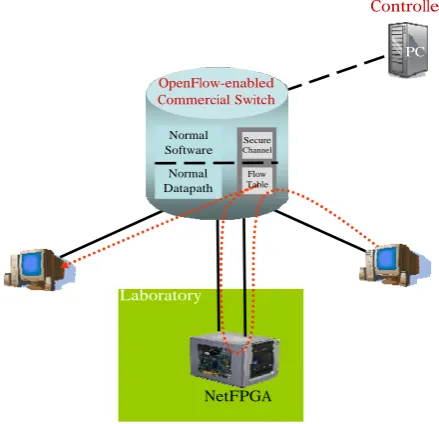 Figure 3:  Example of processing packets through an external  line-rate  packet-processing  device, such as a programmable NetFPGA  router
