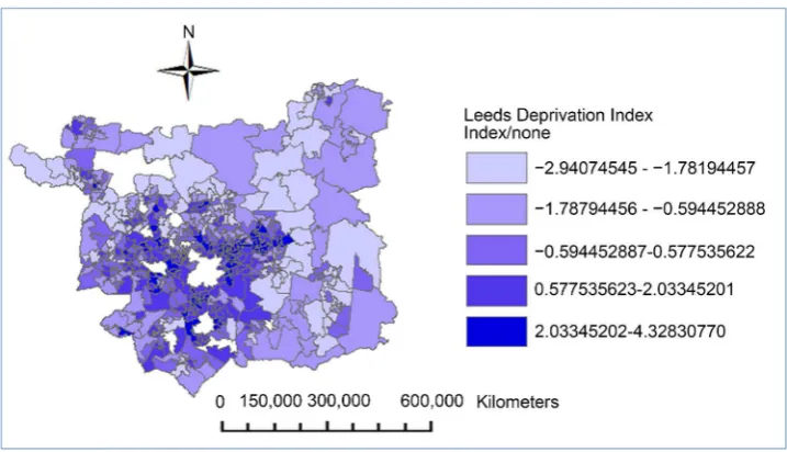 Figure 4. Residuals analysis of the linear regression for Leeds (HPC = 0.14 - 0.001 Percentage Lone Parent + 0.005 CLEI)