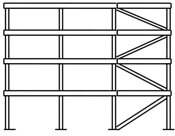 Fig. 1 Columns and beams in a typical frame with discontinuous column 