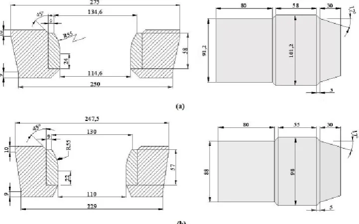 Fig 1: (a) view of a part of die and plug used at the first drawing phase; (b) View of a  part of die and plug used at the second drawing phase 2-2- Cold drawing process of tube  