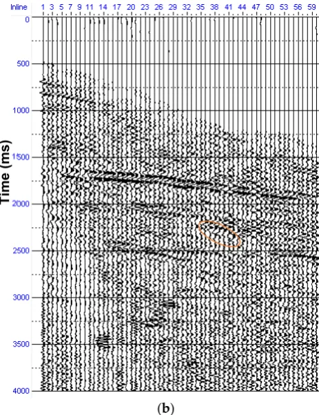 Figure 13b, we can easily pick dispersion curves from Figure 13a. For comparison, the dispersive 