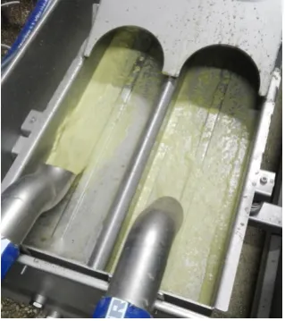 Figure 1. Water phase output of the three-phase vertical centrifugation.  