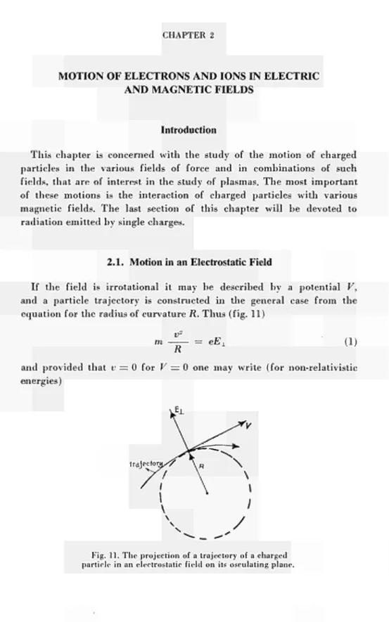 Fig. 11. The projection of a trajectory of a charged  particle in an electrostatic field on its osculating plane